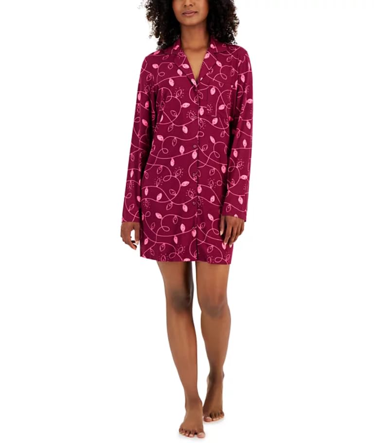 Photo 1 of XS Jenni Women's Notched-Collar Long-Sleeve Sleepshirt,