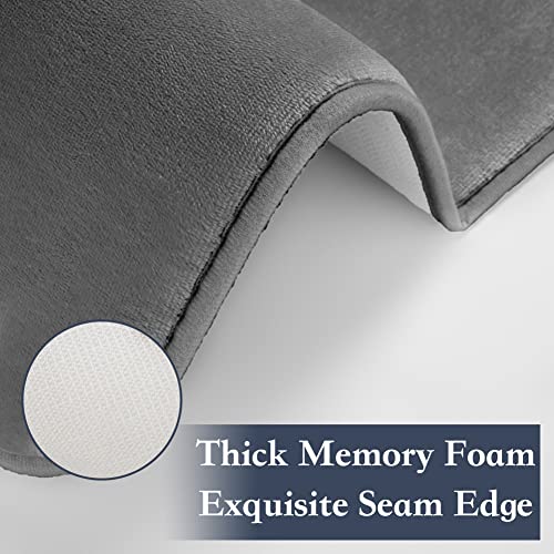 SONORO KATE Memory Foam Bathroom Rugs, Soft and Non-Slip Bath Rugs, Machine Washable Bathroom mats, Super Absorbent Velvet Bath Mats，Easier to Dry for Bathroom Floor Rugs (Dark Grey, 32\
