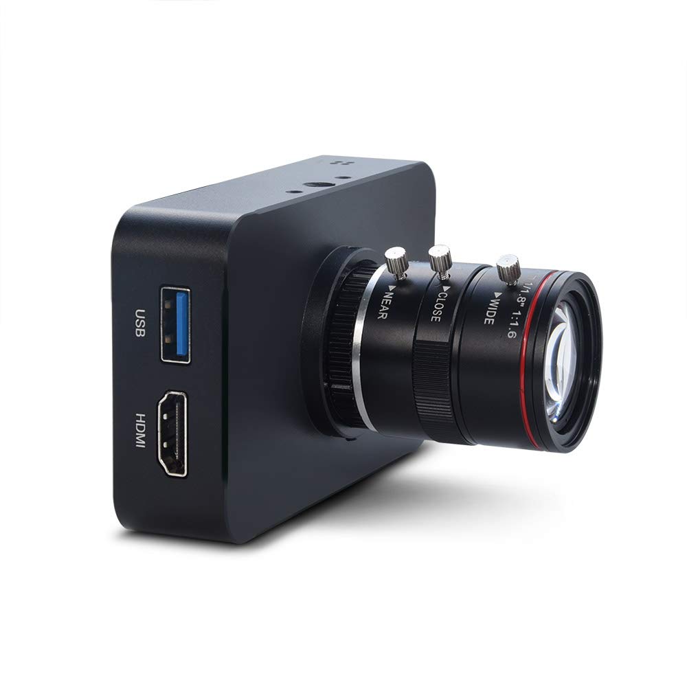 MOKOSE 12MP HDMI Camera 1080P USB HD Streaming Teaching Webcam, Recording 4K@30FPS Industry C/CS-Mount Camera Supports time lapse and take burst photos with 6-12mm No Distortion Manual Zoom Lens