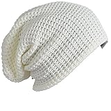Z&S Mens Slouchy Long Beanie Knit Cap for Summer Winter Oversize (Ivory)