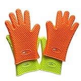O2shine Silicone BBQ Gloves-Heat Resistant-Good for Grilling/Boiling/Baking-Light/Flexible