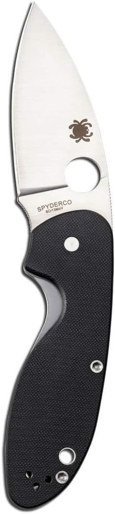 Spyderco Efficient Value Folding Knife with 2.98" Stainless Steel Drop-Point Blade and Durable Black G-10 Handle - PlainEdge Grind - C216GP