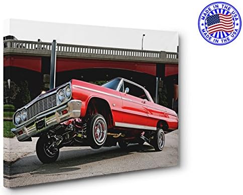 Awesome 1964 Candy Red Chevy Impala Lowrider Canvas Gallery Wrapped Print By Cartierz (20'' x 16'')