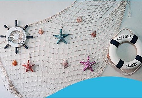 Invictus pub 59"x79" Blue nets nets decoration photography props background decoration with shells ,Ornaments except shells are not included(white)