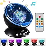 Stripsun LED Ocean Wave Projector with Remote Control, Ocean Night Light with 4 Sounds & 7 Colors, Built-in Mini Music Player For Children, Bedroom