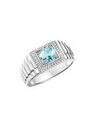 Rylos Men's Ring Sterling Silver Ring, 7MM Round