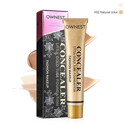 Ownest Little Gold Tube Foundation Concealer,Makeup Contour Concealer,Matte Waterproof Long Lasting Moisturizing Make up Cover, Full Wear Concealer for Dark Eye Circles,Spots, Tattoos-01 Natural