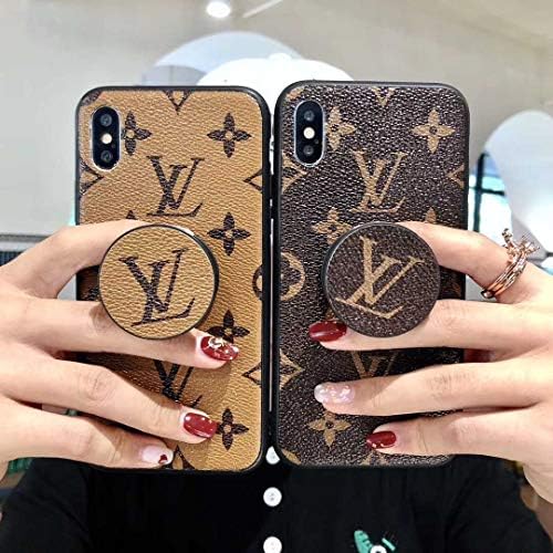 Vintage Monogram iPhone Xs Case, iPhone X Case, Light Brown Luxury TPU Case with Stander for iPhone Xs/iPhone X -US Fast Deliver