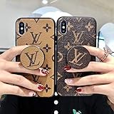 QEMILYQ Vintage Monogram iPhone Xs Case, iPhone X Case, Brown Luxury TPU Case with Stander for iPhone Xs/iPhone X -US Fast Deliver