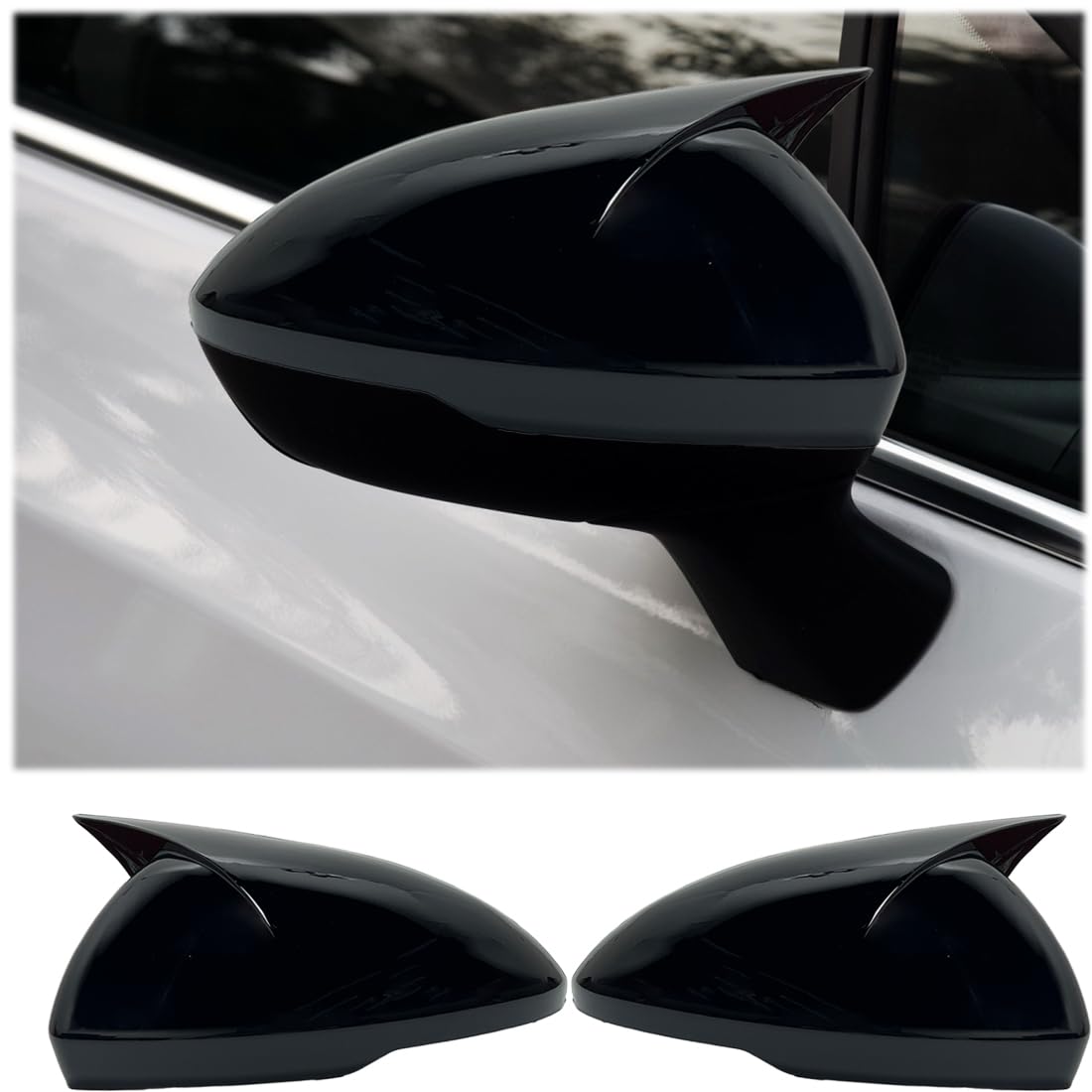 Photo 1 of MUXEE Side Rear View Mirror Cover for Chevrolet Cruze 2016 2017 2018 2019 Bright Black Turn Signal Housing Cover Accessories(Without Turn Signal housing Slot.)