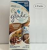Glade Sense and Spray Concentrated Refill, Lasts For Weeks, Cashmere Woods, 0.43 Oz. Pack of 6 Refills.