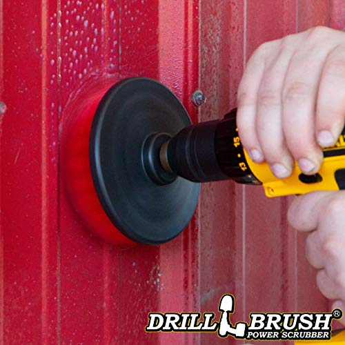 Red Drill Brush Heavy Duty Cleaning Brush with Stiff Bristles by