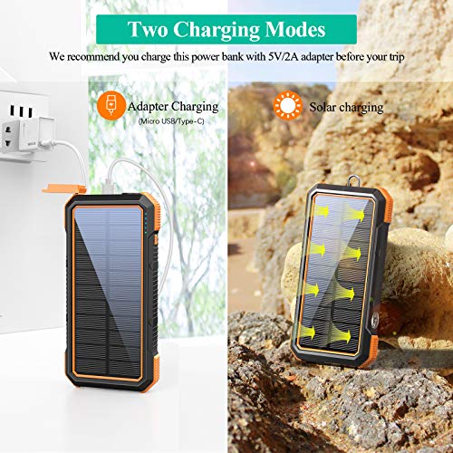 BLAVOR Solar Charger Power Bank 18W, QC 3.0 Portable Wireless Charger