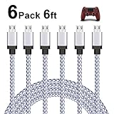 Micro USB Cable, White CellTronics 6Pack 6Ft XBOX/PS4 Controller Premium Charger Cable, Fast Speed and Extra Durable Charging Cable for Android/Windows/Samsung/Nokia/Nexus/Sony/PS4/Tablet/HTC/LG