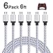 Micro USB Cable, White CellTronics 6Pack 6Ft XBOX/PS4 Controller Premium Charger Cable, Fast Speed and Extra Durable Charging Cable for Android/Windows/Samsung/Nokia/Nexus/Sony/PS4/Tablet/HTC/LG