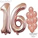 Rose Gold 16 Balloon Numbers - Large 40 Inch, Sweet 16 Birthday Decorations for Girls | Sixteen Birthday Balloons | 16 Number Balloons for 16th Birthday | Sweet 16 Balloons Rose Gold for Anniversary