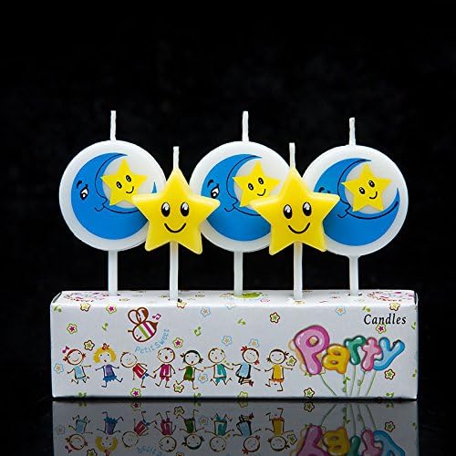 Cartoon Moon And Star Candles Kids 1st Birthday Party Decoration Baby Shower Cake Decoration 5 Candles a Set