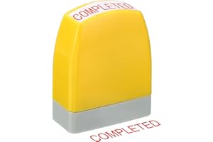 PATIKIL Completed Notice Stamp Self Inking, Red Ink Office Stamps Pre Inked Message Stamp Refillable Business Stamp, Yellow