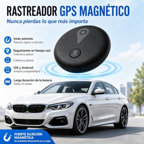 GPS Car Tracker, Magnetic Smart Tag Tracker, Hidden Tracker Locator, No Subscription, Waterproof IP67, Compatible with iOS and Android, for Vehicles/Keys/Motorcycle/Luggage/Kids/Wallet-Black