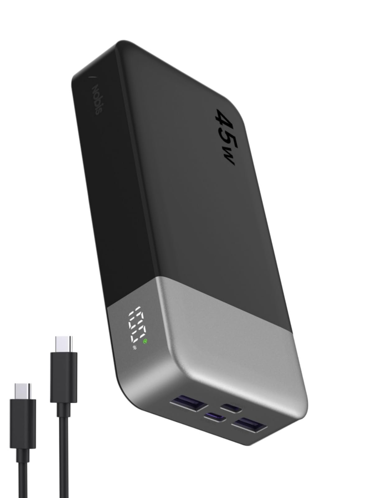 NOBIS Portable Charger,20000mAh Power Bank, 45W Fast Charging，Battery Pack with 2 USB-C (in/Out) & 2 USB-A, Digital Display & Small Current Mode, Compatible with Phone 17 S25 Tablet