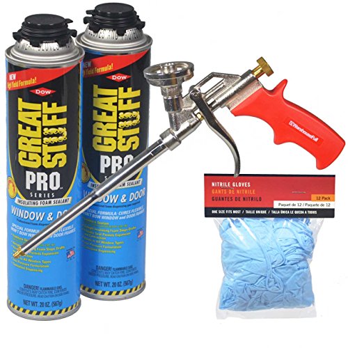 Click Here to See More Images Dow Great Stuff Pro Window and Door Foam Sealant Kit with Foam Gun and Gloves