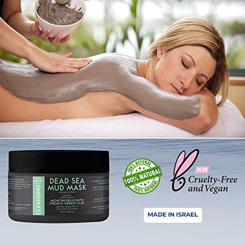 O Naturals Cleansing Dead Sea Mud Mask with French Green Clay, Natural, Vegan Face & Body Mask. Exfoliating, Absorbing Excess Oils, Reducing Acne, Promoting Circulation & Tightening Pores. 18 Oz.