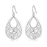 Highly Polished Sterling Silver Filigree Peafowl Dangle Drop Earrings In Decent Size