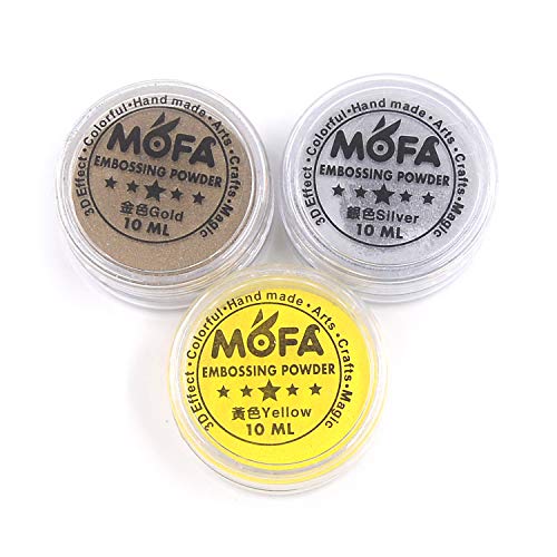 mofa Embossing Starter Kit with Embossing Heat Tool,Embossing Pens (Clear),Super Fine Gold,Silver,Yellow Embossing Powder (Pink Set2)