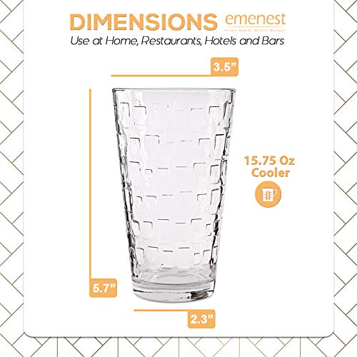 Clear Drinking Glasses Set of 8 | Real Glassware with Heavy Base | 8 Highball Drinkware Tumbler Set For Water, Whiskey, Cocktails | Best Kitchen Gift - Thumbnail 2