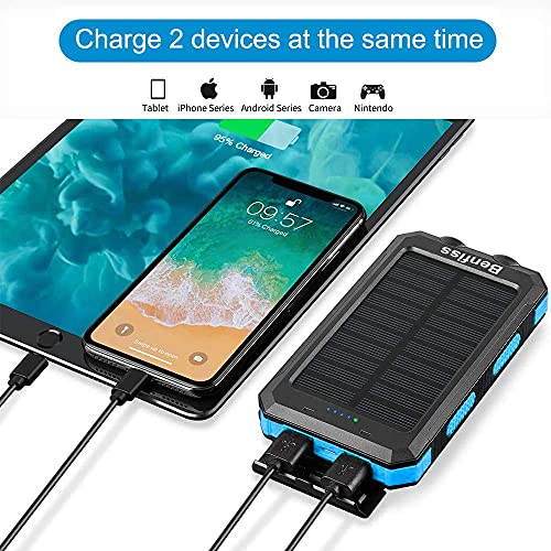 Solar Charger 20000mAh Portable Solar Power Bank with Dual USB Outputs