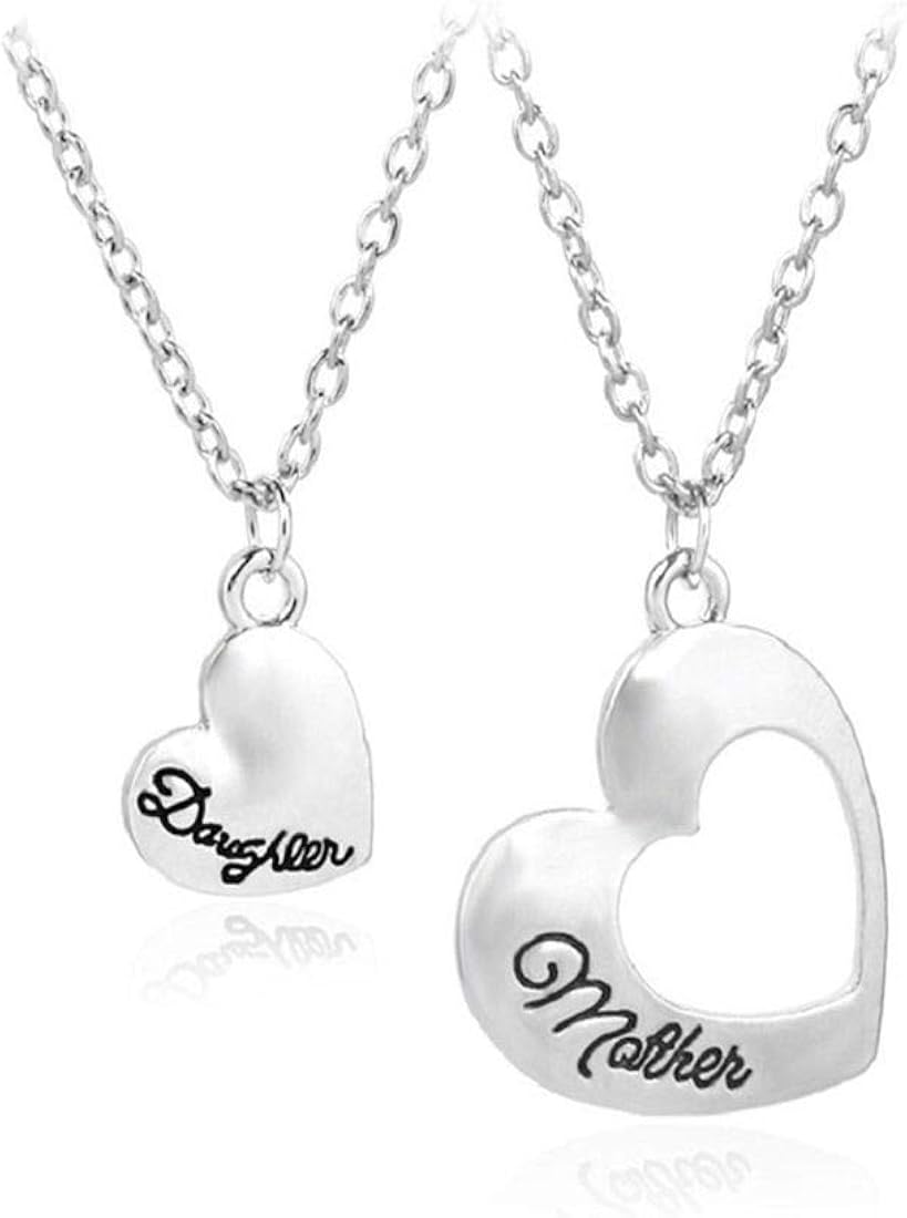 xiao S Jewelry Mother and Daughter Fashion Hollow Heart Shaped Necklace Mom's Love Gift