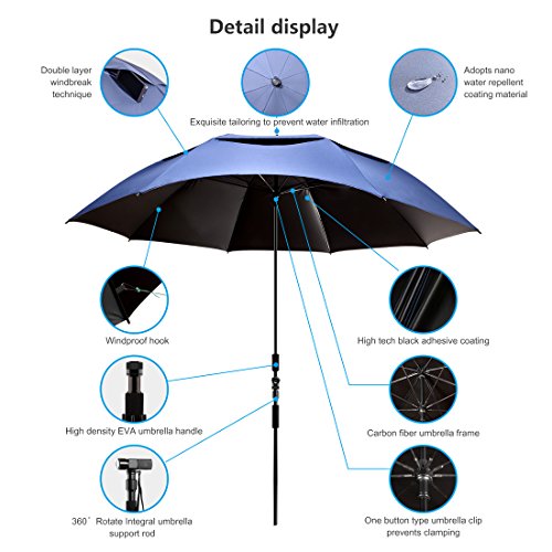BESROY PORTABLE LARGE WINDPROOF BEACH UMBRELLA,CARBON FIBER UMBRELLA
