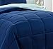 HIG 3pc Down Alternative Comforter Set - All Season Reversible Comforter with Two Shams - Quilted Duvet Insert with Corner Tabs - Box Stitched - Breathable, Soft (Full/Queen, Navy/Light Blue)