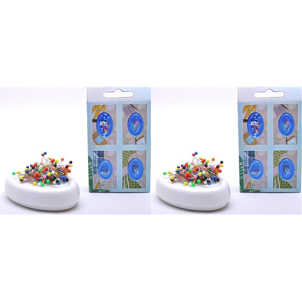 Trimz Magnetic Pin Cushion, White, 12 x 8 x 3 cm (Pack of 2)