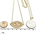LESLIE BOULES Gold Evil Eye Lariat Necklace for Women 18K Gold Plated Sliding Adjustable Chain Choker Jewelry