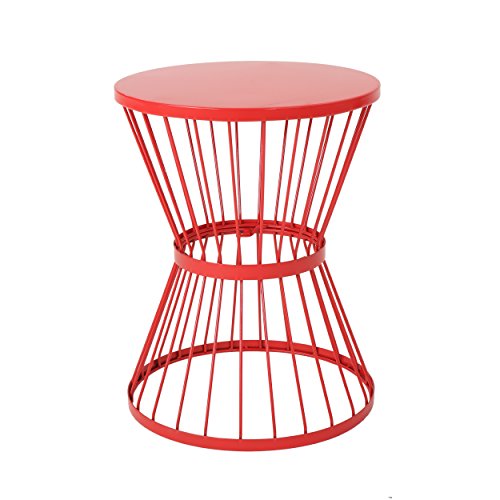 Christopher Knight Home Lassen Outdoor 16" Iron Side Table, Matte Red