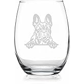 HTDesigns French Bulldog Peeking Paws Stemless Wine Glass - French Bulldog Gift - Dog Gift - Pet Gift - Dog Mom Gift - French Bulldog Wine Glass
