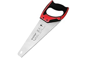 QYQRQF 14 in. Pro Hand Saw, 11 TPI Fine-Cut Soft-Grip Hardpoint Handsaw Perfect for Sawing, Trimming, Gardening, Cutting Wood, Drywall, Plastic Pipes, Sharp Blade, Ergonomic Non-Slip Handle (red)