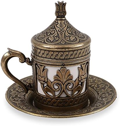 Traditional Design Brass Cast Turkish Coffee Cup, Espresso Cup, Tea Cup with Saucer-(CC-206)