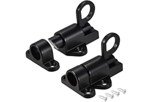 Barrel Bolt Latch Self Closing Spring Door Lock ATTHW® 2 Pack Window Sliding Latches Replacement for Cabinet Slide Bolt Latch Heavy Duty Spring Load Latch for Door, Drawer, RV Cupboard, Fence- Black