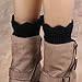 FAYBOX Women's Short Leg Warmer Crochet Boot Cover (Short Black)