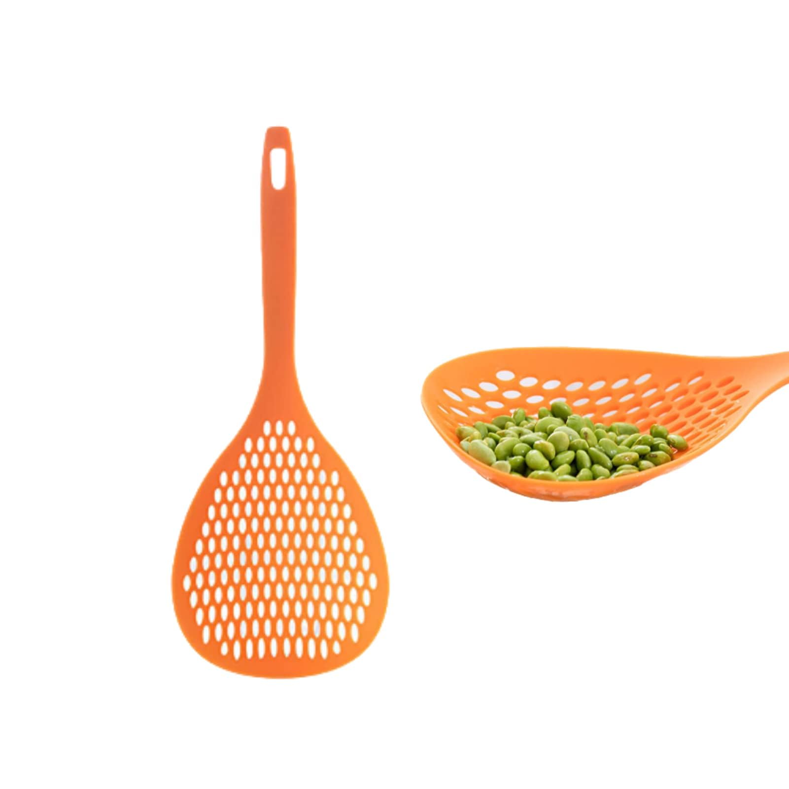 Kitchen Skimmers Spoon, 2Pcs Slotted Spoon Pasta Strainer Spoon Skimmer Spoon Ladle Colander Scoop Strainer Spaghetti Spoon Spider Strainer for Cooking(Orange)