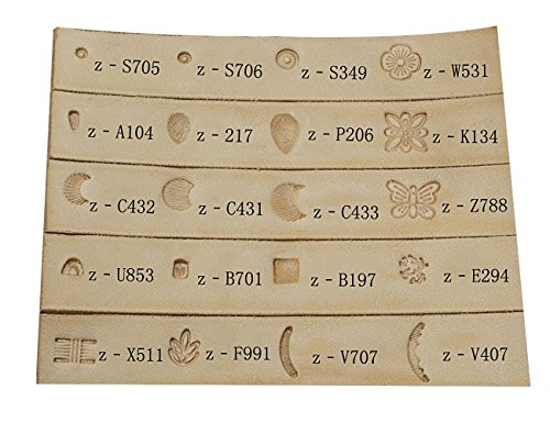 TOVOT 21 PCS Leather Working tools Saddle Making Tools DIY Leather Craft Stamps Set Wooden Nylon Hammer Leather Craft Set - Thumbnail 3