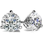 14 KT Gold Plated Sterling Silver (925 kt) Round Cut Martini Setting Stud Earrings AAA Cubic Zirconia 3.00 Ct