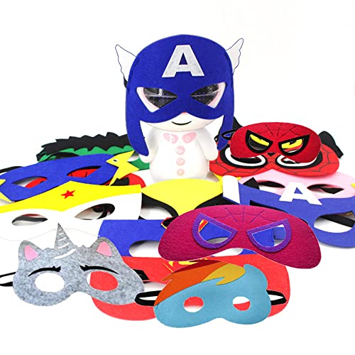 AukCherie Kids Dress Up 19PCS Ensemble de masques de super-héros et Bracelets Slap pour garçons Costumes Cadeaux de fête d\'anniversaire (set)