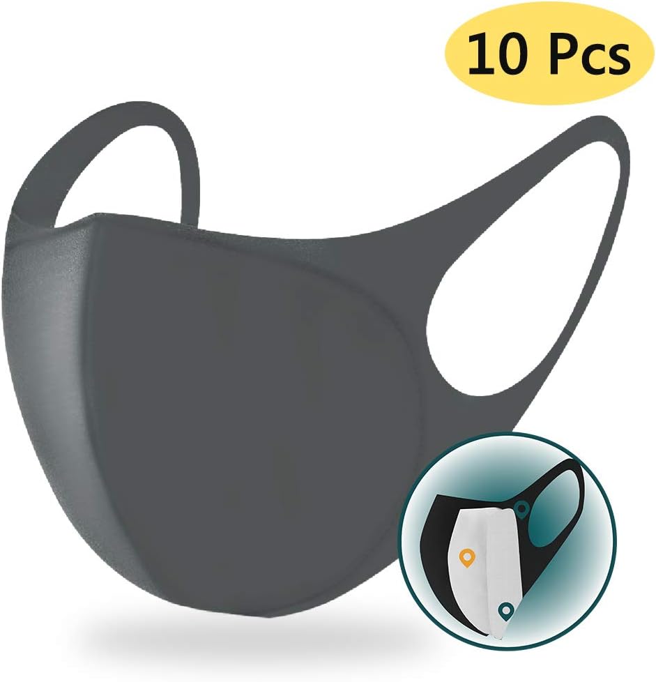 10 Pcs Face Mask,Filtration Rate Greater than 98.3%,Masks Reusable Mouth Masks for Cycling Camping Travel Black