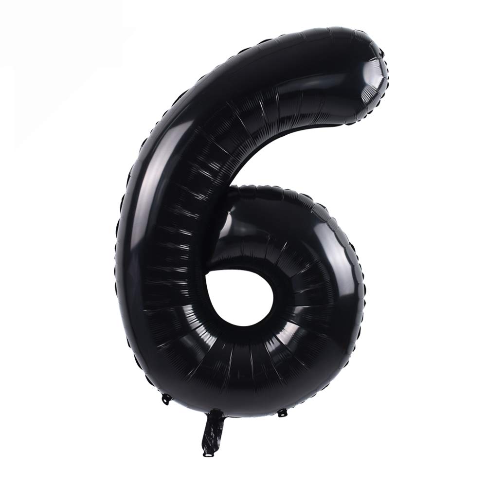 TONIFUL 40 Inch Black Large Numbers Balloons0-9,Number 6 Digit Helium Balloons,Foil Mylar Big Number Balloons for Birthday Party Supplies Decorations