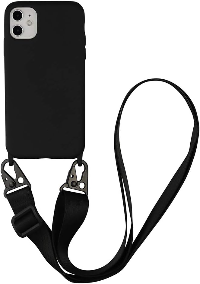 Coque Compatible IPhone 12 Avec Bandoulière Sangle Frusde Avec Cordon Laniere Simple Anti Perdu Noir