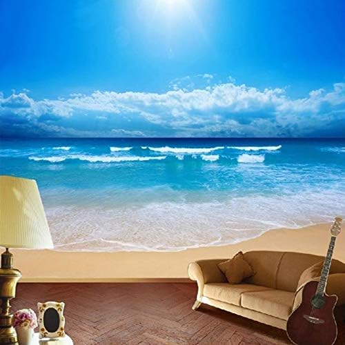 Mural Custom Wall Mural Wallpaper for Walls 3 D Blue Sky Ocean Beach Non-Woven Printed Wallpaper Living Room Bedroom Photo Wall Paper-360 * 280cm