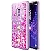 Galaxy S9+ Plus Case with Screen Protector (3D PET Full Coverage) for Girls Women, NageBee Glitter Liquid Floating Sparkle Bling Waterfall Diamond Cute Case for Samsung Galaxy S9+ /S9 Plus -Butterfly